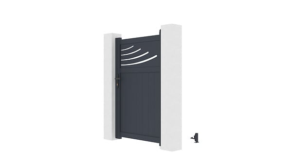 CASANOOV - Casanoov Portillon 1m HALTI H.160  cm + 2 Poteaux H.190  cm aluminium gris - large