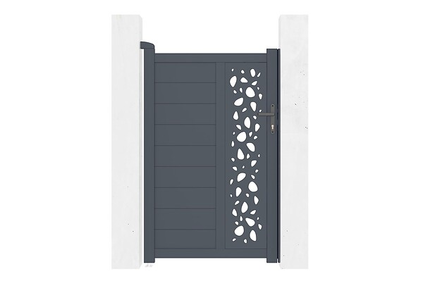 CASANOOV - Casanoov Portillon 1m SUNNY H.160  cm aluminium gris + 2 poteaux ELDA aluminium gris - large