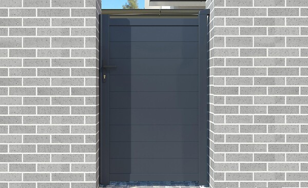 CASANOOV - Casanoov Portillon 1m EIGER H.160  cm + 2 Poteaux H.190  cm aluminium gris - large