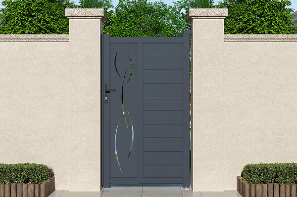 CASANOOV - Casanoov Portillon 1m LIFE H.180  cm + 2 Poteaux H.190  cm aluminium gris - large