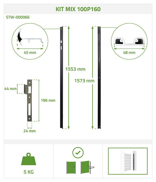 CASANOOV - Casanoov Portillon 1m FOLYA H.160  cm + Kit inversion ouverture - large