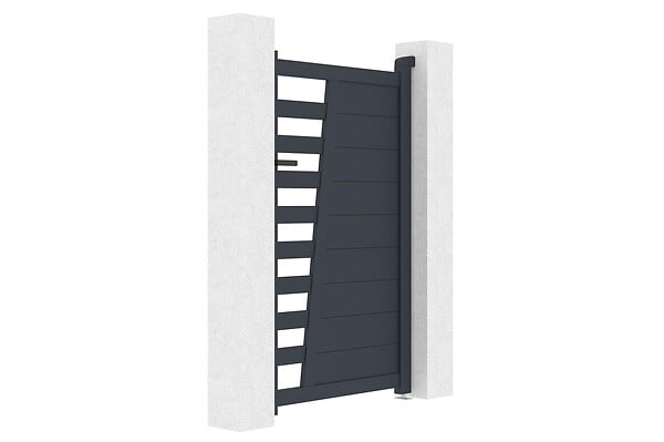 CASANOOV - Casanoov Portillon 1m CERVINA H.160  cm aluminium gris + 2 Poteaux EIFEL 15x15  cm H.190 cm - large