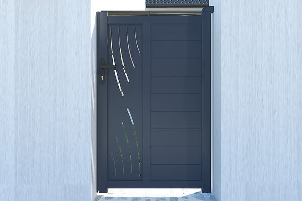 CASANOOV - Casanoov Portillon 1m VELETA H.180  cm + 2 Poteaux H.190  cm aluminium gris - large