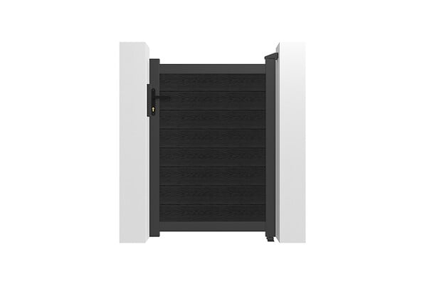 CASANOOV - Casanoov Portillon bois composite 1m ATHOS H.140 cm gris anthracite avec cadre aluminium + 2 poteaux EIFEL aluminium 20x20 cm - large
