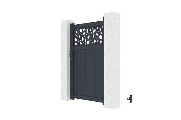 CASANOOV - Casanoov Portillon 1m DOLOMITE SUNNY H.160  cm aluminium gris + Poteau EIFEL 15x15  cm aluminium H.190  cm gris anthracite - large