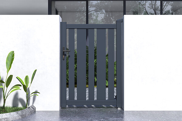 CASANOOV - Casanoov Portillon 1m VEYMONT H.140  cm gris + 2 poteaux EIFEL H.166  cm Gris - large