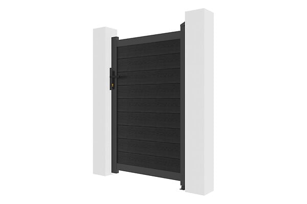 CASANOOV - Casanoov Portillon bois composite plein 1m ATHOS H.160 cm gris anthracite avec cadre aluminium - large