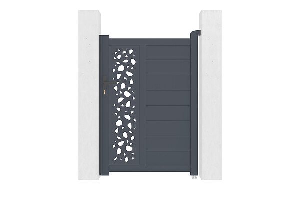 CASANOOV - Casanoov Portillon 1m SUNNY H.140  cm aluminium gris + 2 poteaux ELDA aluminium gris - large