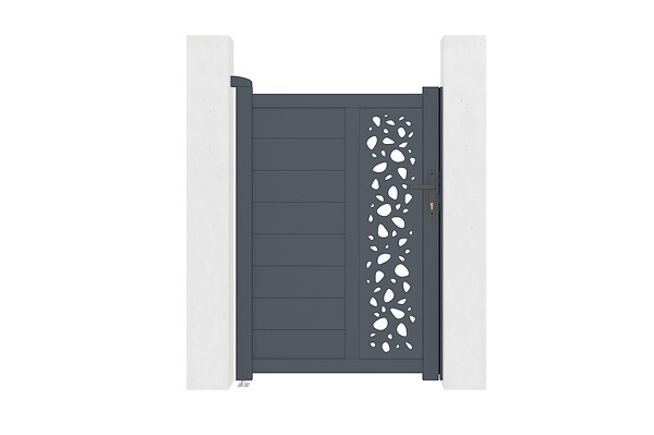 CASANOOV - Casanoov Portillon 1m SUNNY H.140  cm aluminium gris + 2 poteaux ELDA aluminium gris - large