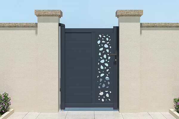 CASANOOV - Casanoov Portillon 1m SUNNY H.140  cm aluminium gris + 2 poteaux ELDA aluminium gris - large