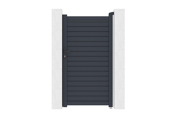 CASANOOV - Casanoov Portillon 1m CALANCIA H.180  cm lames persiennes aluminium gris + 2 Poteaux EIFEL 15x15  cm H.190 cm - large