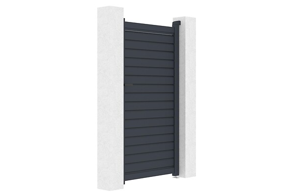 CASANOOV - Casanoov Portillon 1m CALANCIA H.180  cm lames persiennes aluminium gris + 2 Poteaux EIFEL 15x15  cm H.190 cm - large