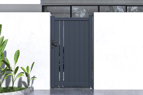 CASANOOV - Casanoov Portillon 1m GIONA H.1,8m + 2 poteaux EIFEL H.190  cm Gris - large