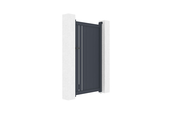 CASANOOV - Casanoov Portillon 1m GIONA H.1,8m + 2 poteaux EIFEL H.190  cm Gris - large