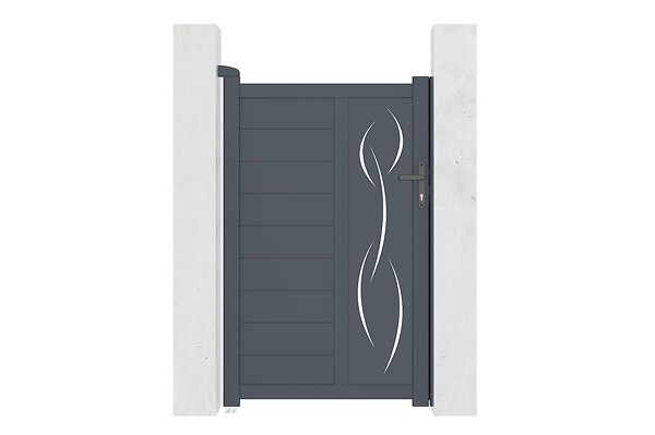 CASANOOV - Casanoov Portillon 1m LIFE H.160 cm aluminium gris + 2 poteaux ELDA aluminium gris 15x15 cm - large