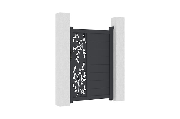 CASANOOV - Casanoov Portillon 1m FOLYA H.140  cm + 2 Poteaux H.166  cm aluminium gris - large