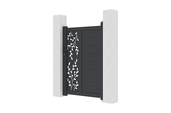 CASANOOV - Casanoov Portillon 1m FOLYA H.140  cm + 2 Poteaux H.166  cm aluminium gris - large