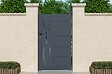 CASANOOV - Casanoov Portillon 1m LIFE H.180 cm aluminium gris + 2 poteaux ELDA aluminium gris - vignette