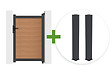 CASANOOV - Casanoov Portillon bois composite 1m ATHOS H.160 cm teck avec cadre aluminium + 2 poteaux EIFEL aluminium 20x20 cm - vignette