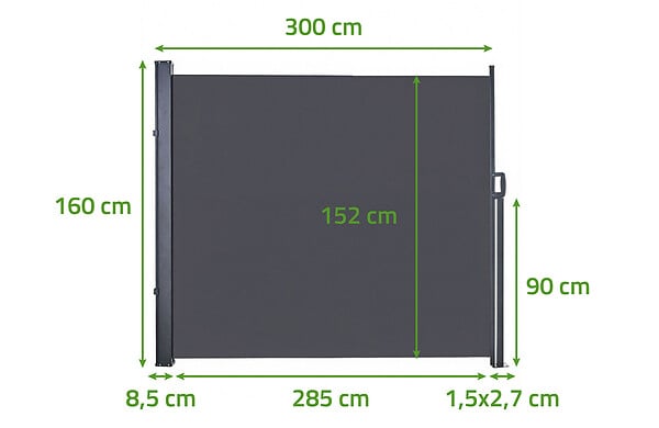 CASANOOV - Casanoov Paravent extérieur rétractable PILAT 3x1,6 m gris anthracite - large