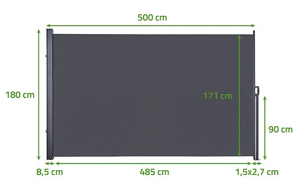 CASANOOV - Casanoov Paravent extérieur rétractable PILAT 5x1,8 m gris anthracite - large