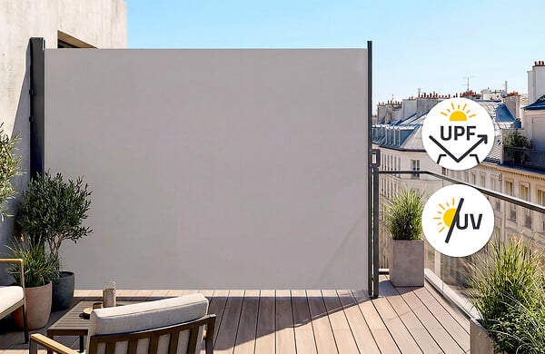 CASANOOV - Casanoov Paravent extérieur rétractable PILAT 3x1,8 m gris clair - large