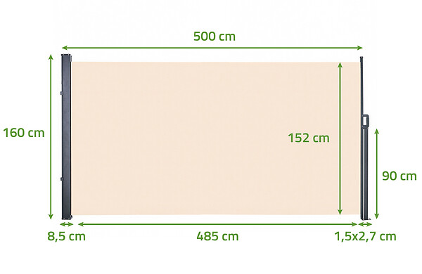CASANOOV - Casanoov Paravent extérieur rétractable PILAT 5x1,6 m beige - large