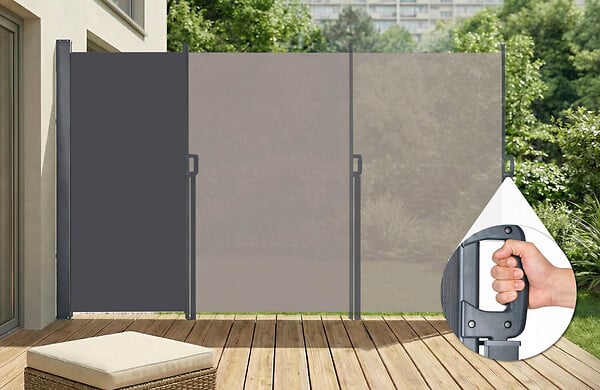 CASANOOV - Casanoov Paravent extérieur rétractable PILAT 5x1,6 m gris anthracite - large