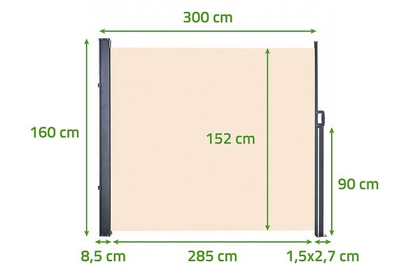 CASANOOV - Casanoov Paravent extérieur rétractable PILAT 3x1,6 m beige - large