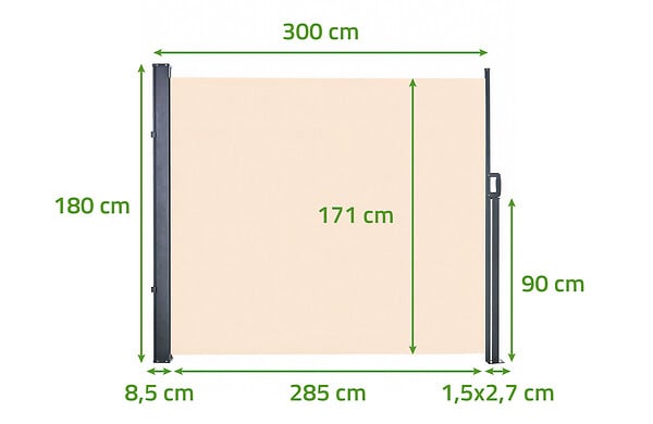 CASANOOV - Casanoov Paravent extérieur rétractable PILAT 5x1,8 m beige - large