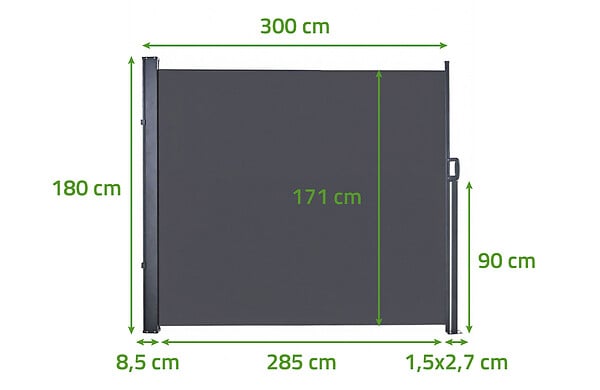CASANOOV - Casanoov Paravent extérieur rétractable PILAT 3x1,8 m gris anthracite - large
