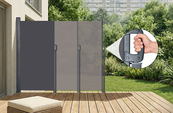 CASANOOV - Casanoov Paravent extérieur rétractable PILAT 3x1,8 m gris anthracite - large