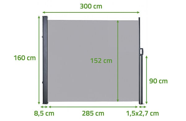CASANOOV - Casanoov Paravent extérieur rétractable PILAT 3x1,6 m gris clair - large