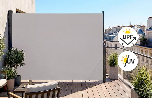 CASANOOV - Casanoov Paravent extérieur rétractable PILAT 3x1,6 m gris clair - large