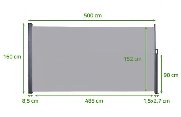 CASANOOV - Casanoov Paravent extérieur rétractable PILAT 5x1,6 m gris clair - large