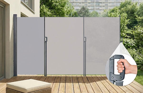 CASANOOV - Casanoov Paravent extérieur rétractable PILAT 5x1,6 m gris clair - large