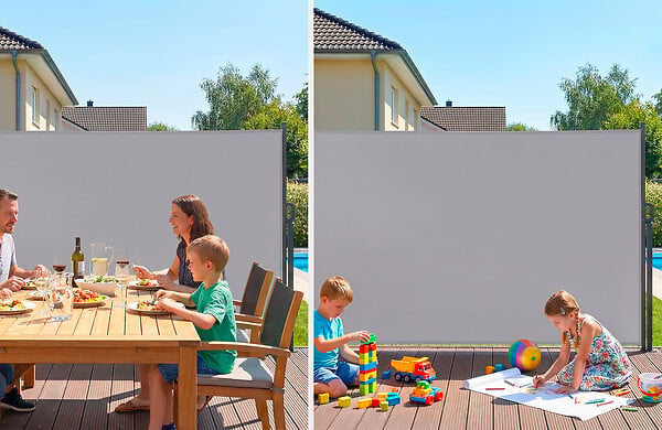 CASANOOV - Casanoov Paravent extérieur rétractable PILAT 5x1,6 m gris clair - large