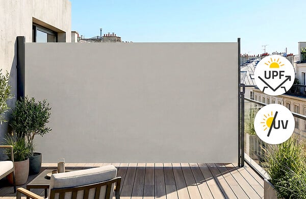 CASANOOV - Casanoov Paravent extérieur rétractable PILAT 5x1,6 m gris clair - large