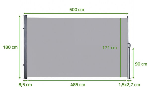 CASANOOV - Casanoov Paravent extérieur rétractable PILAT 5x1,8 m gris clair - large