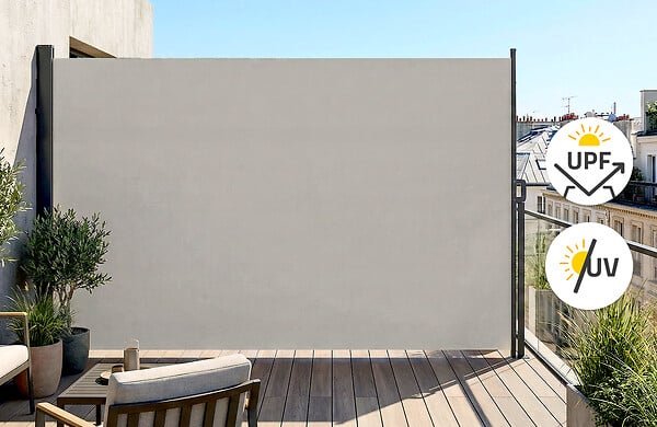 CASANOOV - Casanoov Paravent extérieur rétractable PILAT 5x1,8 m gris clair - large