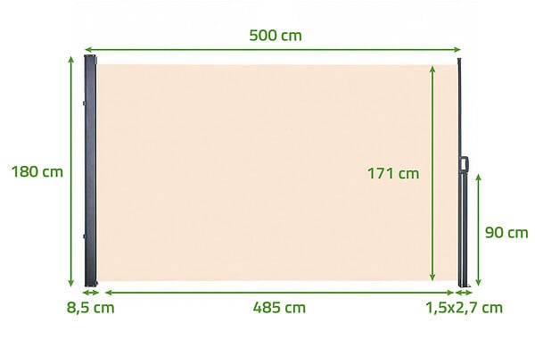 CASANOOV - Casanoov Paravent extérieur rétractable PILAT 3x1,8 m beige - large