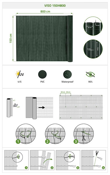 CASANOOV - Casanoov Canisse PVC VISO L.8m x H.1,5 m Vert - large