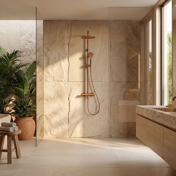 ESSEBAGNO - Lollipop II colonne de douche mécanique cuivre brossé 250 - large