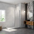 AICA SANITAIRE - Paroi de douche à l'italienne 80x200cm Modèle Brume, avec barre de fixation au plafond 203-320cm Paroi latérale fixe en 8mm verre de sécurité - vignette