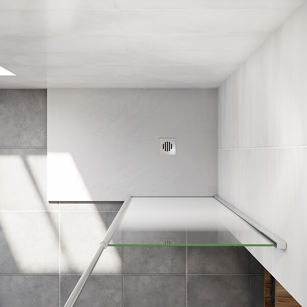 AICA SANITAIRE - Paroi de douche à l'italienne 80x200cm Modèle Brume, avec barre de fixation au plafond 203-320cm Paroi latérale fixe en 8mm verre de sécurité - large