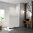 AICA SANITAIRE - Paroi de douche à l'italienne 100x200cm Modèle Brume, avec barre de fixation au plafond 203-320cm Paroi latérale fixe en 8mm verre de sécurité - vignette