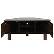 OVIALA - Meuble TV d'angle 120 cm en rotin synthétique scandinave bois foncé - Adam - vignette