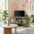 OVIALA - Meuble TV d'angle 120 cm en rotin synthétique scandinave vert foncé - Adam - vignette