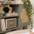 OVIALA - Meuble TV d'angle 120 cm en rotin synthétique scandinave vert foncé - Adam - vignette
