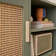 OVIALA - Meuble TV d'angle 120 cm en rotin synthétique scandinave vert foncé - Adam - vignette